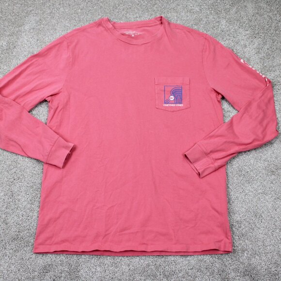 Vineyard Vines Shirt Adult Medium Pink Lacrosse Box Graphic Long Sleeve Pullover - Picture 3 of 13